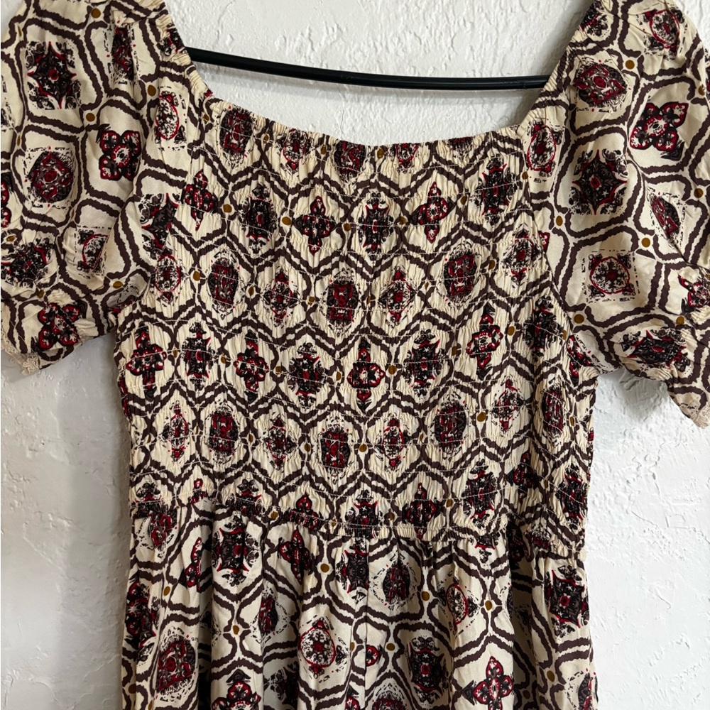 NWT Speed Limit MPH Brown Boho Smocked Peasant Dress L‎ - Picture 10 of 12